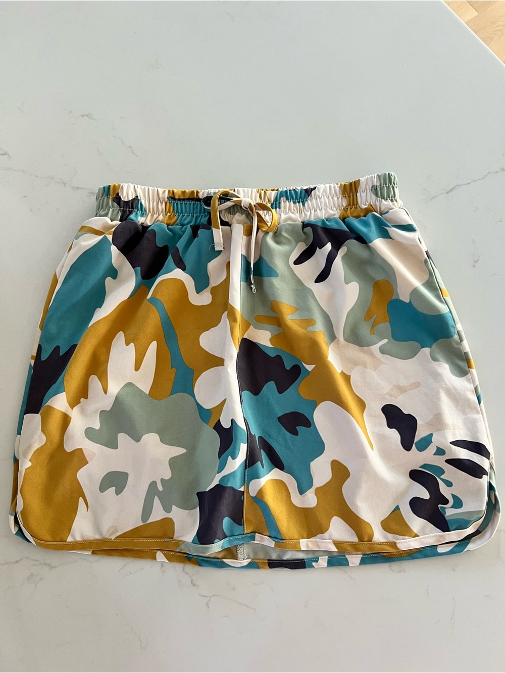 Small Skort by Royalty For Me Teal, Mustard & Cream Camo
